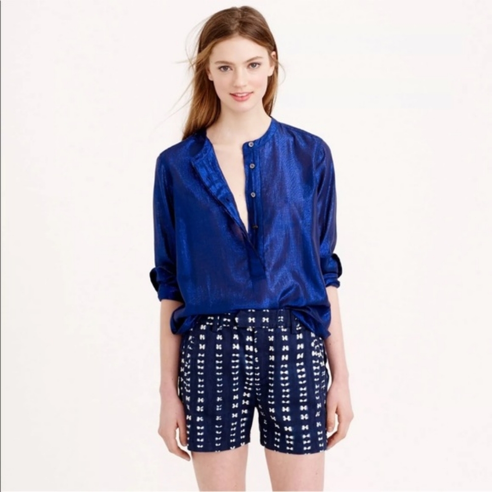 J. Crew Adire Shibori Indigo Tie Dye Navy Shorts